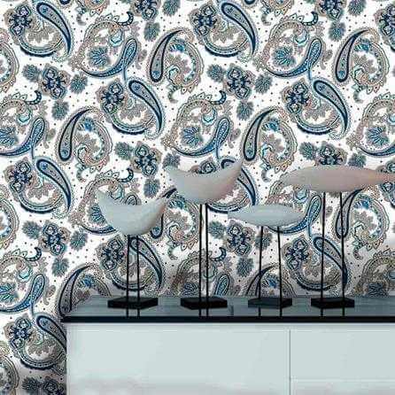 Papel de Parede Adesivo Indiano Salmouras Azul 536539102 - Papel na Parede