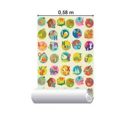 Papel de Parede Adesivo Infantil Alfabeto Ilustrado 77099926 - Papel na Parede