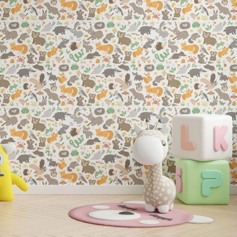 Papel de Parede Adesivo Infantil Animais da Floresta N013197 - Papel na Parede