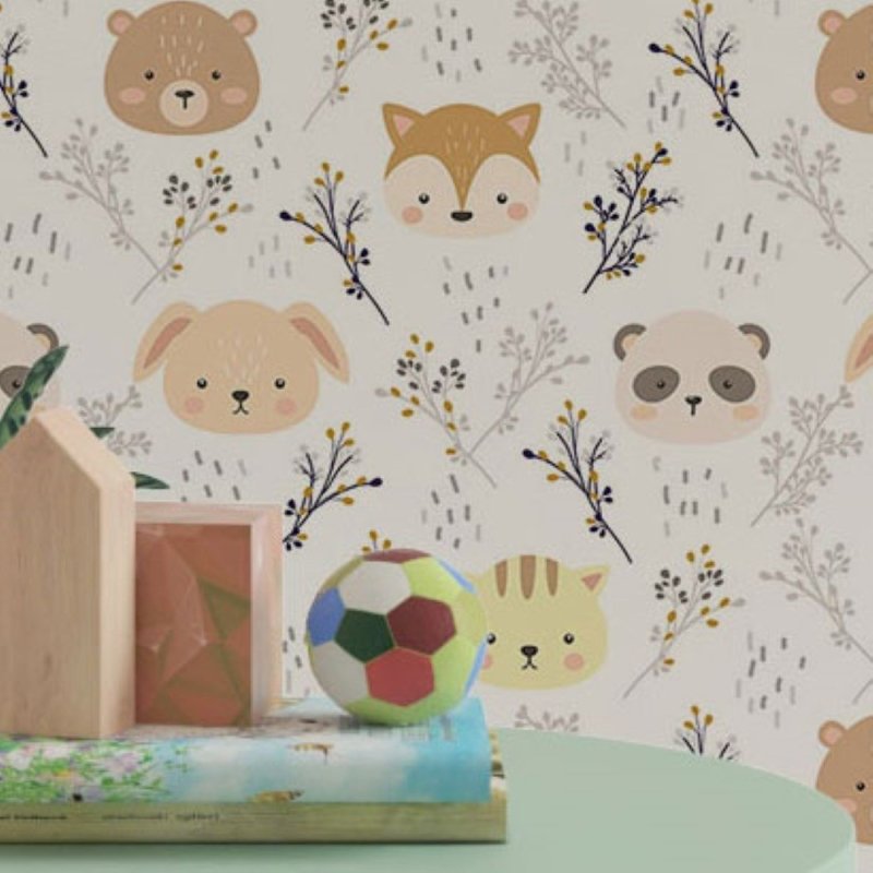 Papel de Parede Adesivo INfantil Animais da Floresta N019023 - Papel na Parede