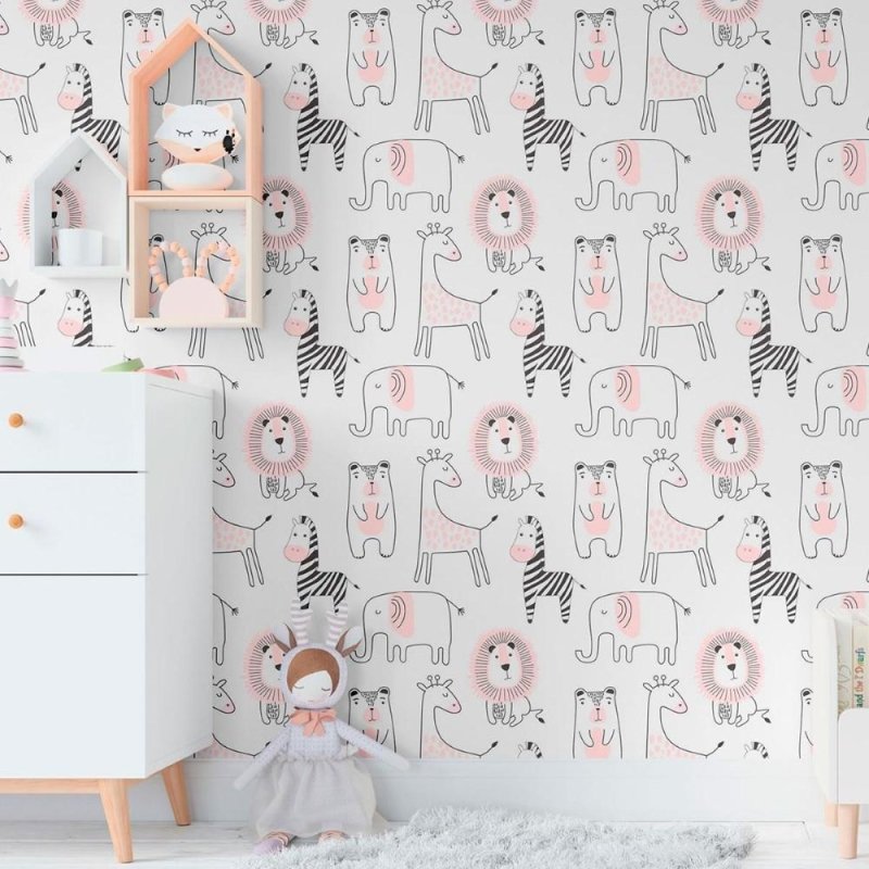 Papel de Parede Adesivo Infantil Animais da Savana N011131 - Papel na Parede