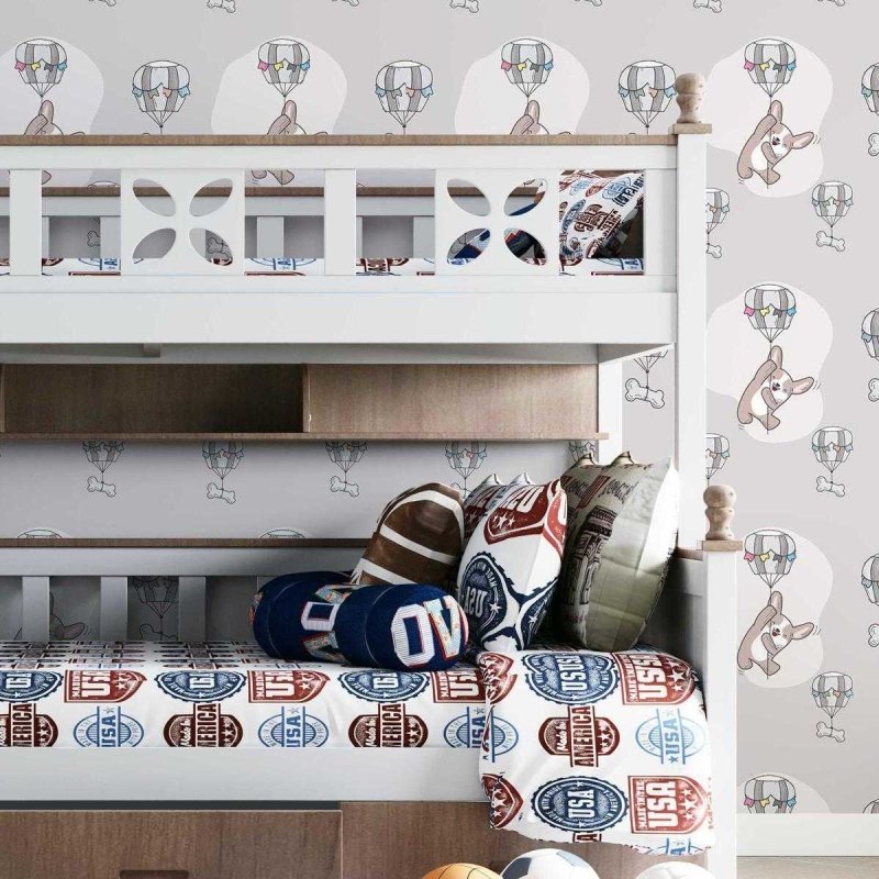 Papel de Parede Adesivo Infantil Balão Pet e Ossinhos N07043 - Papel na Parede