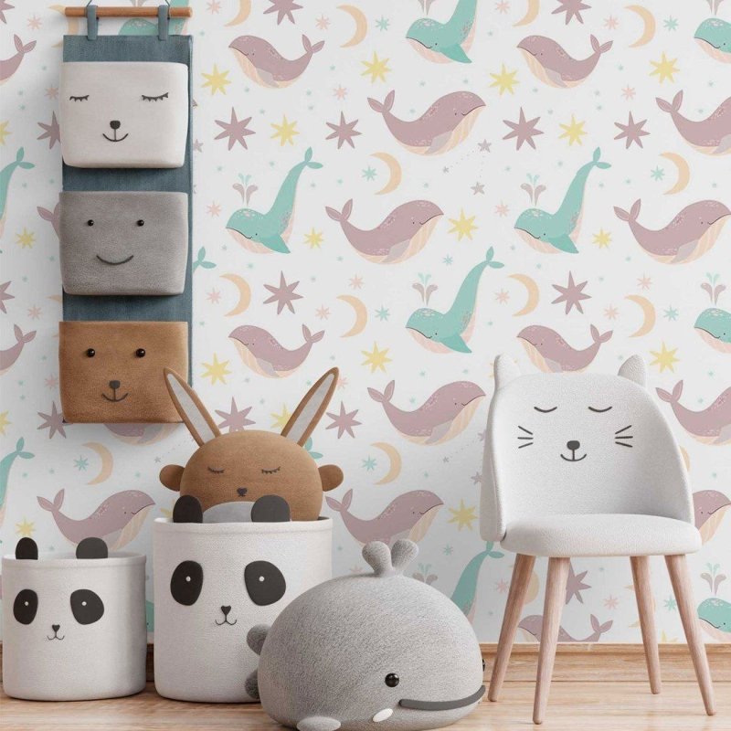 Papel de Parede Adesivo Infantil Baleias N014211 - Papel na Parede