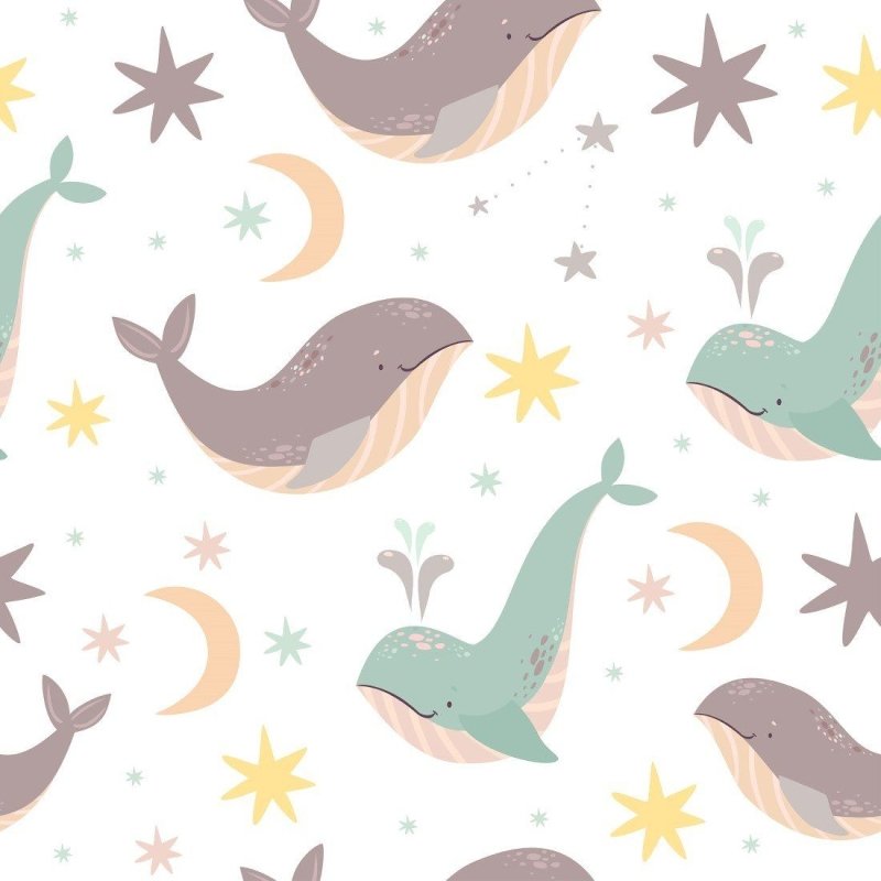 Papel de Parede Adesivo Infantil Baleias N014211 - Papel na Parede