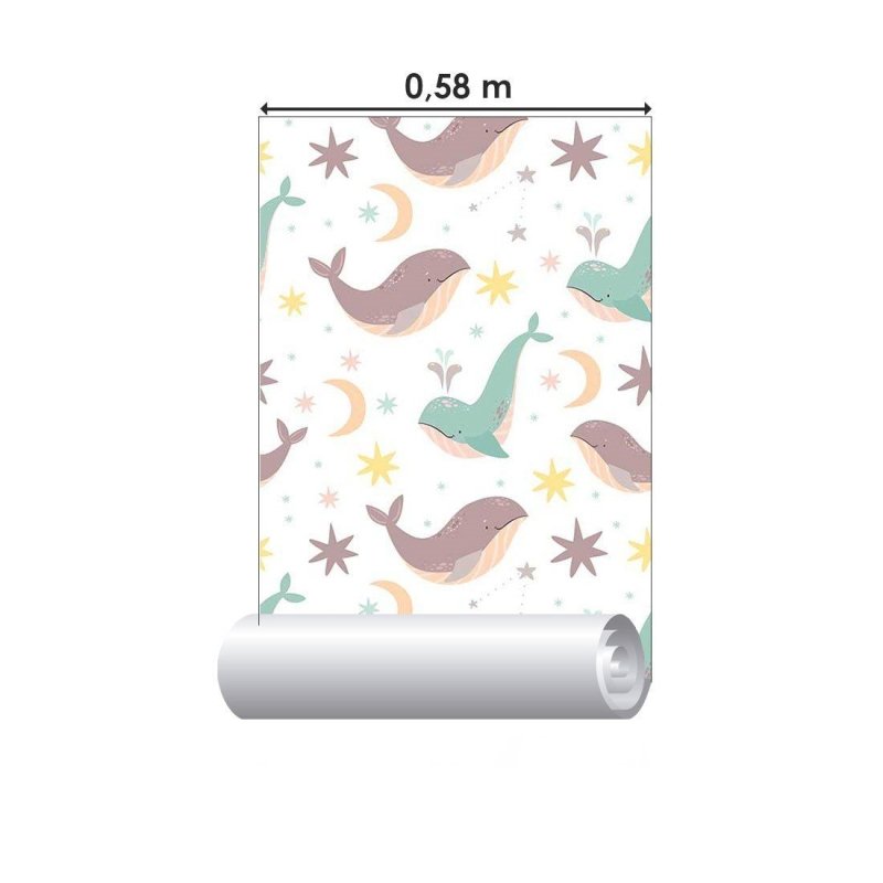 Papel de Parede Adesivo Infantil Baleias N014211 - Papel na Parede