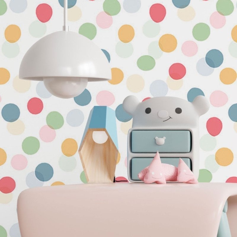 Papel de Parede Adesivo Infantil Bolinhas Coloridas N017114 - Papel na Parede