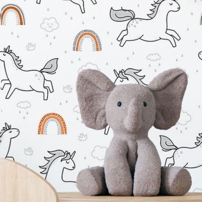 Papel de Parede Adesivo Infantil Chuva E Arco Iris N016033 - Papel na Parede