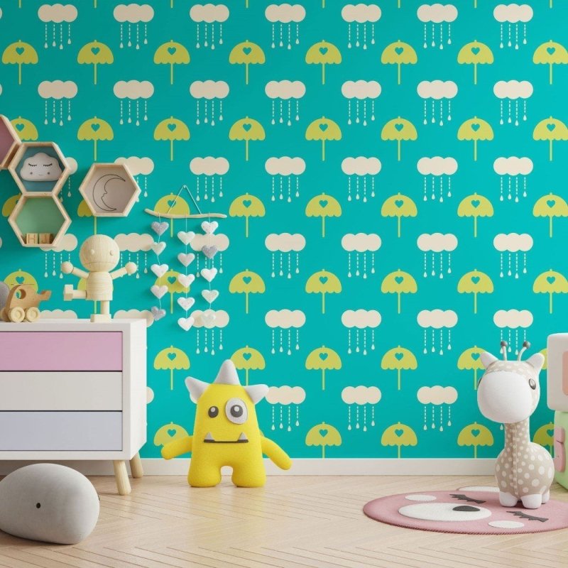 Papel de Parede Adesivo Infantil Chuva N013177 - Papel na Parede