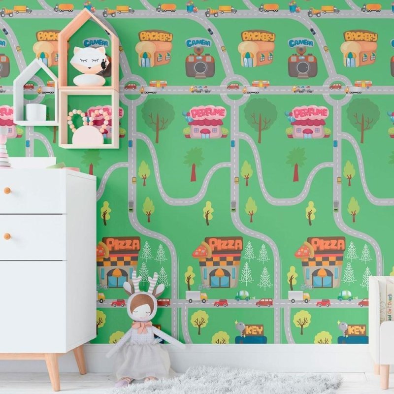 Papel de Parede Adesivo Infantil Cidade N011092 - Papel na Parede