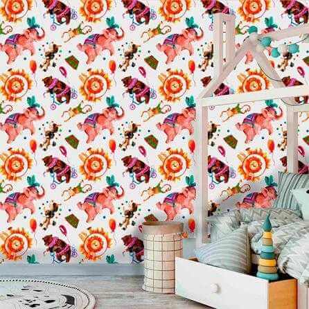 Papel de Parede Adesivo Infantil Circo Aquarela 311478197 - Papel na Parede