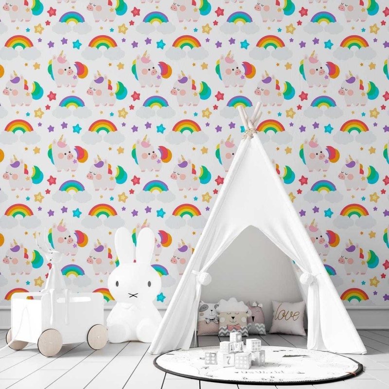 Papel de Parede Adesivo Infantil colorido arco iris N03030 - Papel na Parede