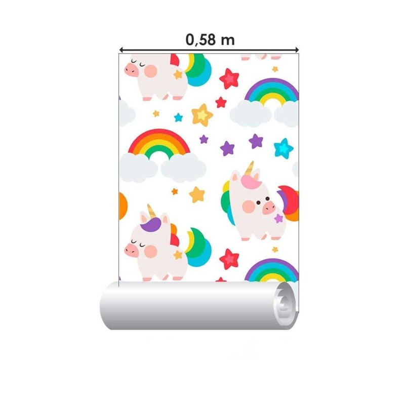 Papel de Parede Adesivo Infantil colorido arco iris N03030 - Papel na Parede