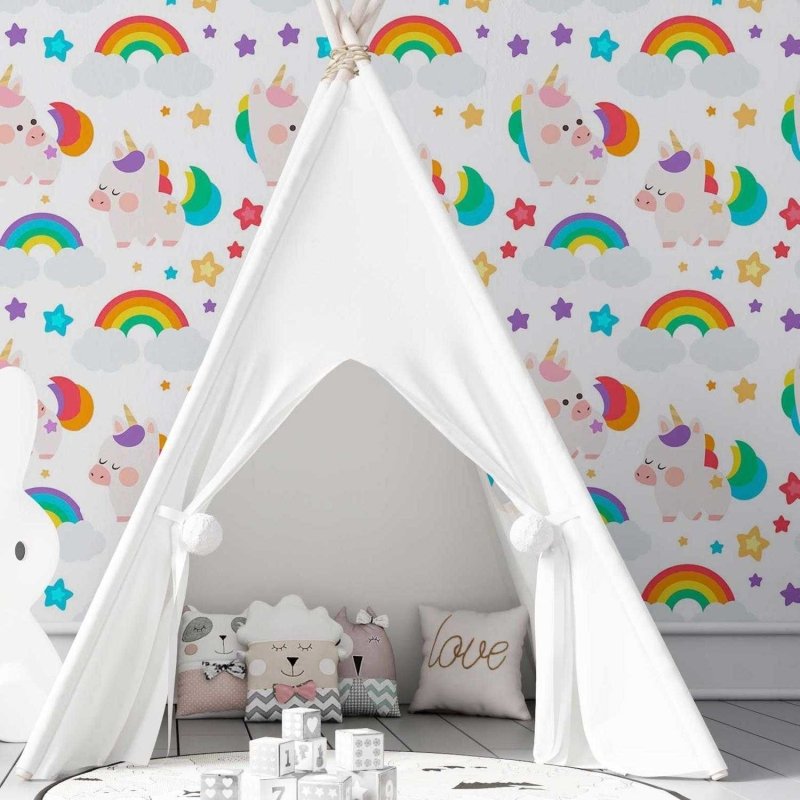 Papel de Parede Adesivo Infantil colorido arco iris N03030 - Papel na Parede
