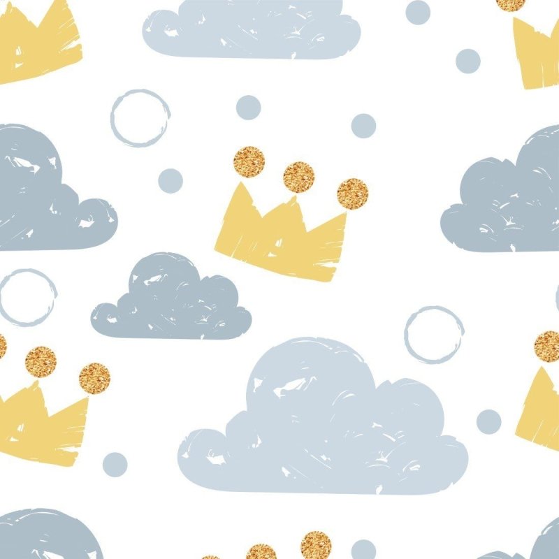 Papel de Parede Adesivo Infantil Coroas nas Nuvens N013200 - Papel na Parede