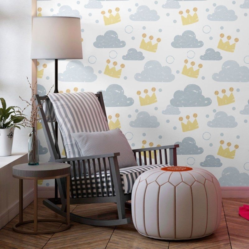 Papel de Parede Adesivo Infantil Coroas nas Nuvens N013200 - Papel na Parede