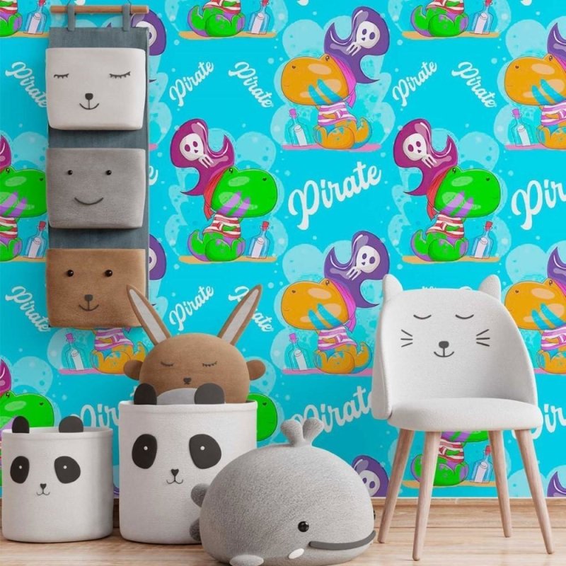 Papel de Parede Adesivo infantil Dinossauro Pirata N014089 - Papel na Parede