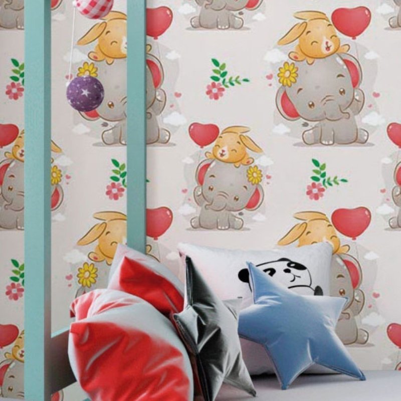 Papel de Parede Adesivo Infantil Elefantes N018058 - Papel na Parede