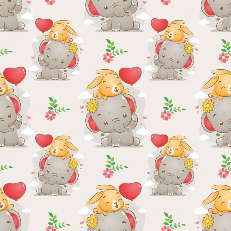 Papel de Parede Adesivo Infantil Elefantes N018058 - Papel na Parede