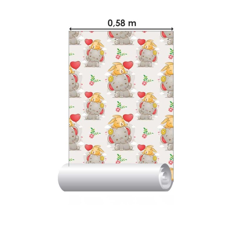 Papel de Parede Adesivo Infantil Elefantes N018058 - Papel na Parede
