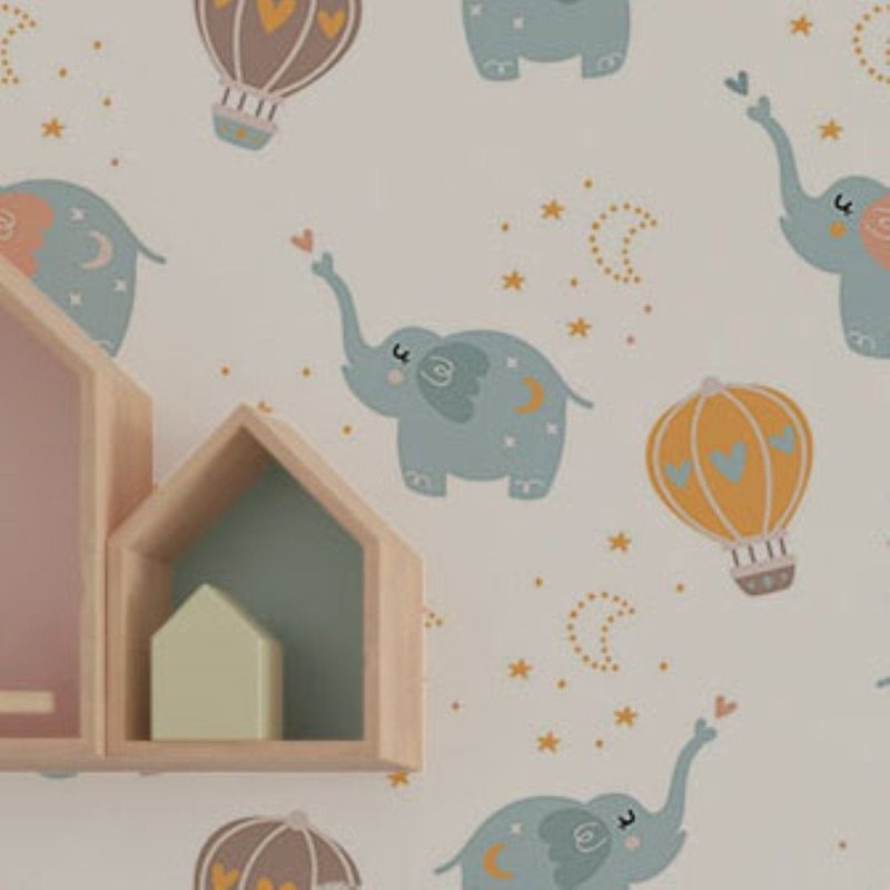 Papel de Parede Adesivo Infantil Elefantinhos N019093 - Papel na Parede