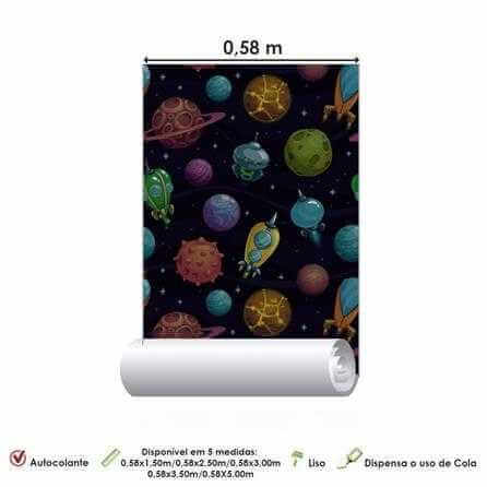 Papel de Parede Adesivo Infantil Espaço 283449050 - Papel na Parede