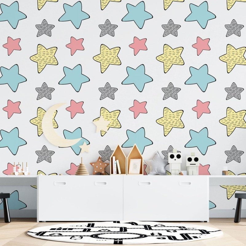 Papel de Parede Adesivo Infantil Estrelas N015140 - Papel na Parede