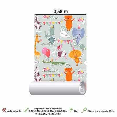 Papel de Parede Adesivo Infantil Festa Animal 355638713 - Papel na Parede