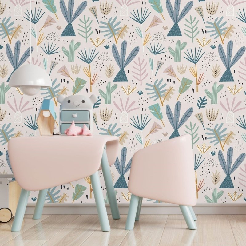 Papel de Parede Adesivo Infantil Floral Cactos N017060 - Papel na Parede