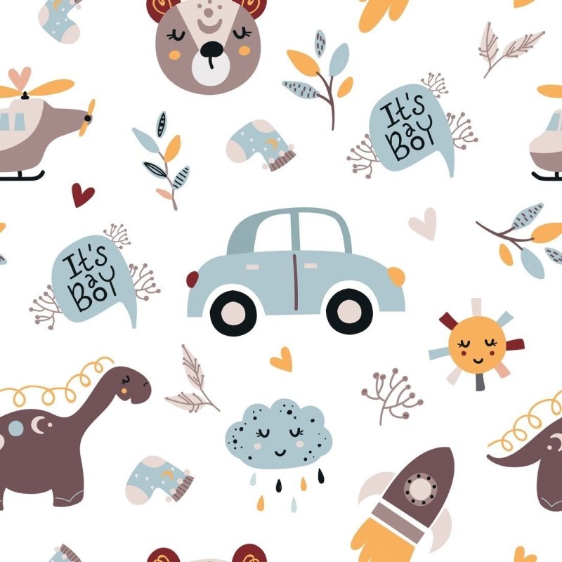 Papel de Parede Adesivo Infantil It's a Boy N019095 - Papel na Parede
