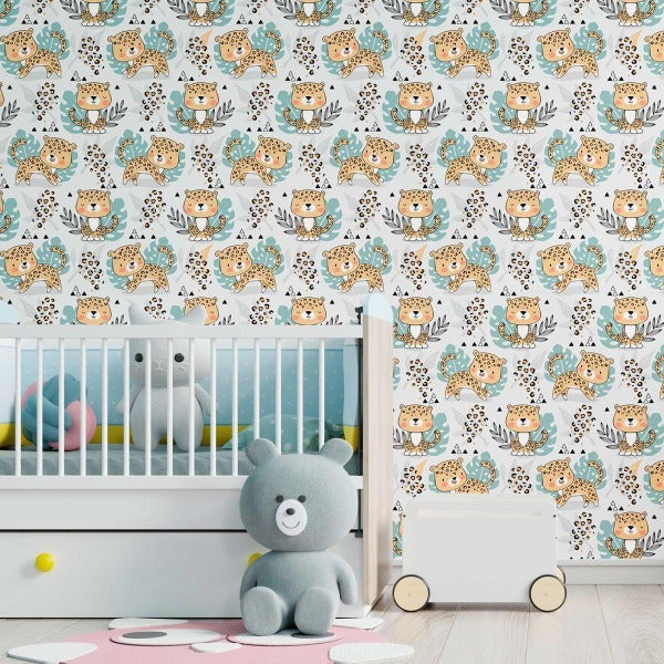 Papel de Parede Adesivo Infantil Leopardo N09083 - Papel na Parede