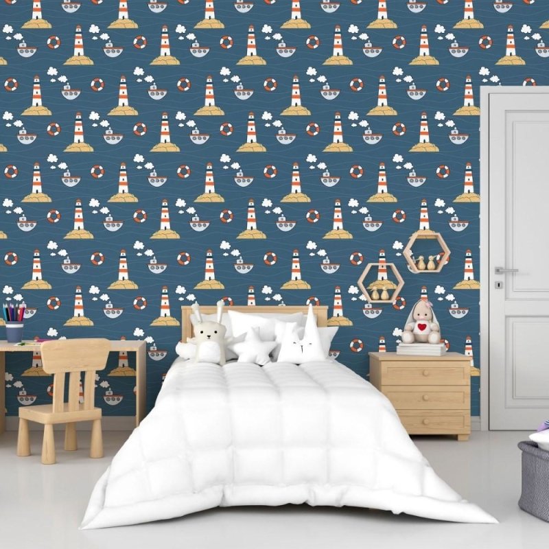 Papel de Parede Adesivo Infantil Marinha N015018 - Papel na Parede