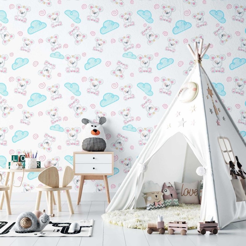 Papel de Parede Adesivo Infantil Nuvem N02285 - Papel na Parede