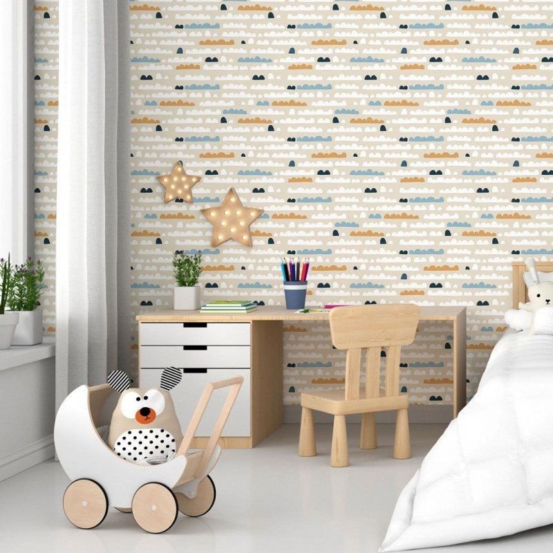 Papel de Parede Adesivo Infantil Nuvens N015019 - Papel na Parede