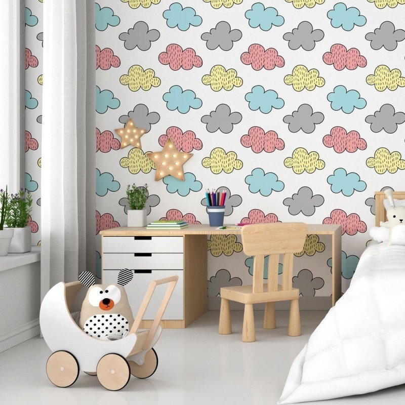 Papel de Parede Adesivo Infantil Nuvens N015143 - Papel na Parede