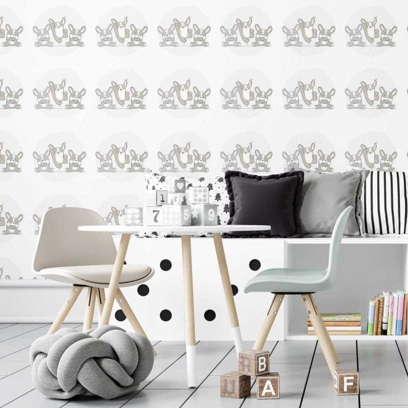 Papel de Parede Adesivo Infantil Pet em Tons de Cinza N07060 - Papel na Parede