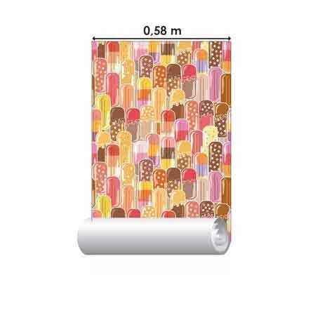 Papel de Parede Adesivo Infantil Picolé Colorido 273450314 - Papel na Parede