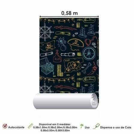Papel de Parede Adesivo Infantil Pirata Lousa 419468140 - Papel na Parede