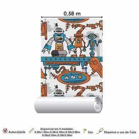 Papel de Parede Adesivo Infantil Robôs 124252813 - Papel na Parede