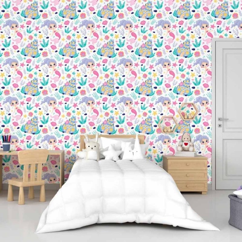 Papel de Parede Adesivo Infantil Sereias N015026 - Papel na Parede