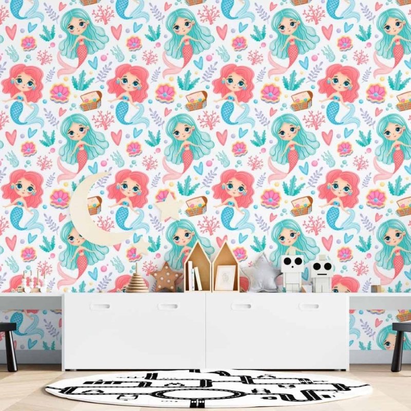 Papel de Parede Adesivo Infantil Sereias N015027 - Papel na Parede
