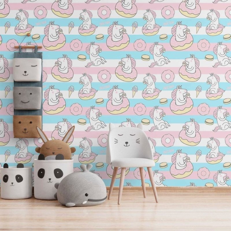 Papel de Parede Adesivo infantil unicórnios N014194 - Papel na Parede