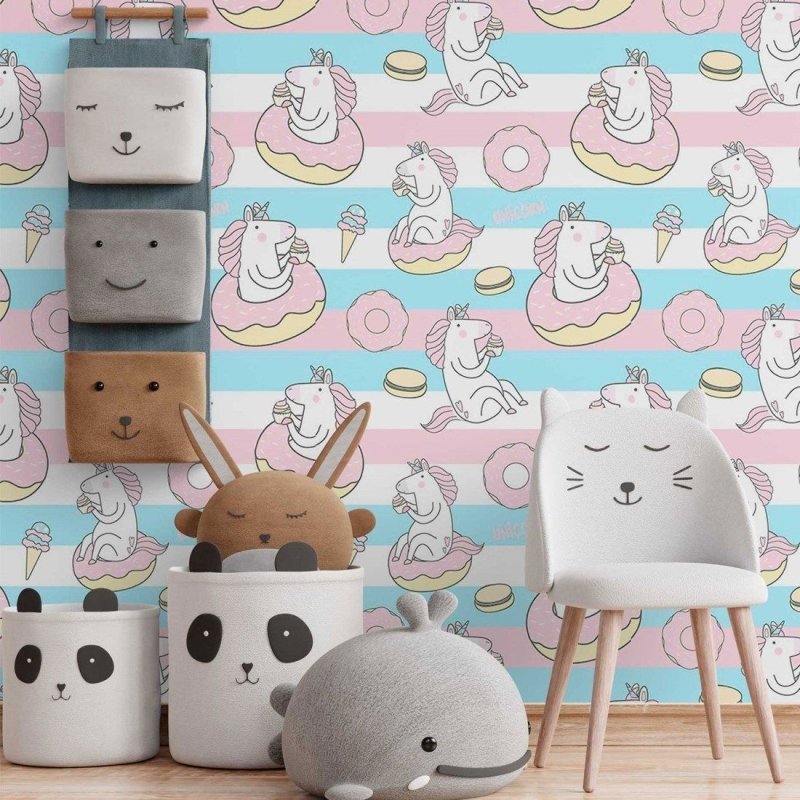Papel de Parede Adesivo infantil unicórnios N014194 - Papel na Parede