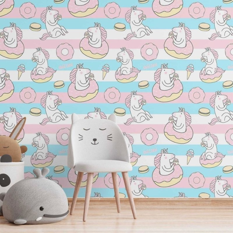 Papel de Parede Adesivo infantil unicórnios N014194 - Papel na Parede