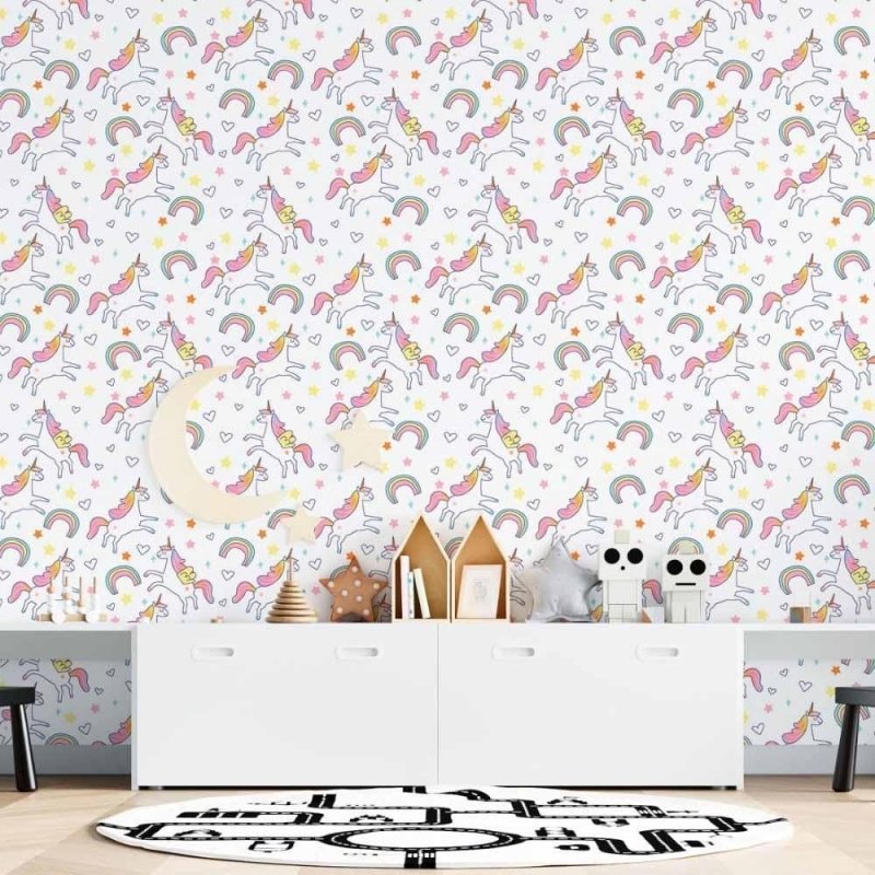 Papel de Parede Adesivo Infantil Unicórnios N015065 - Papel na Parede