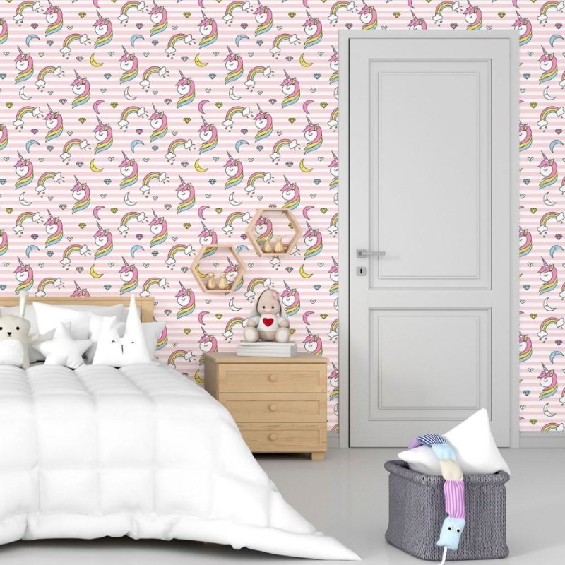 Papel de Parede Adesivo Infantil Unicórnios N015191 - Papel na Parede