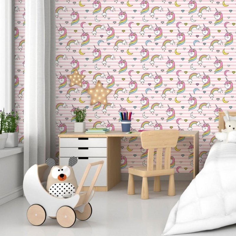 Papel de Parede Adesivo Infantil Unicórnios N015191 - Papel na Parede