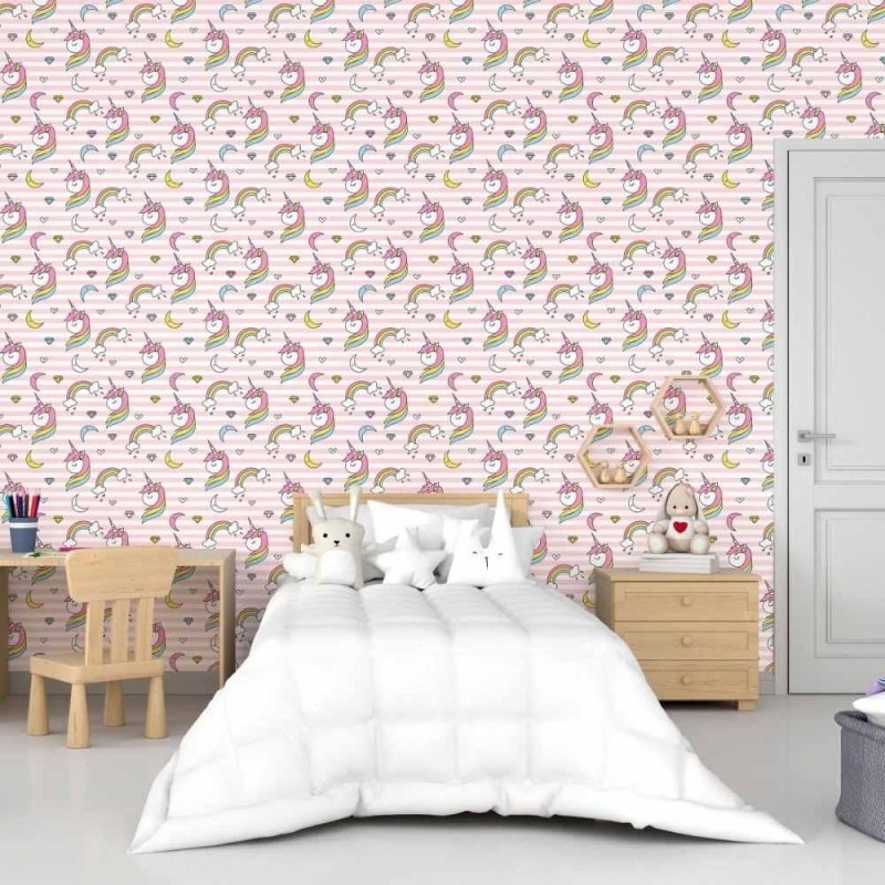 Papel de Parede Adesivo Infantil Unicórnios N015191 - Papel na Parede