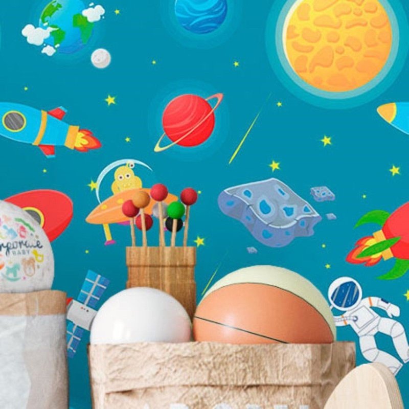 Papel de Parede Adesivo Infantil Universo N016018 - Papel na Parede