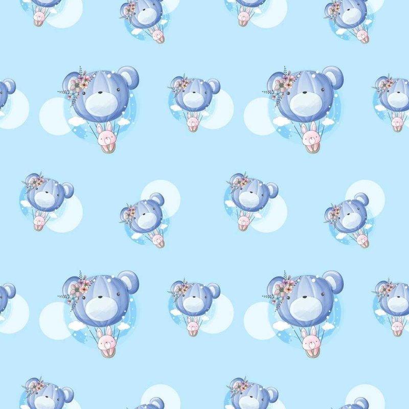 Papel de Parede Adesivo Infantil Ursinho e Coelho N05104 - Papel na Parede