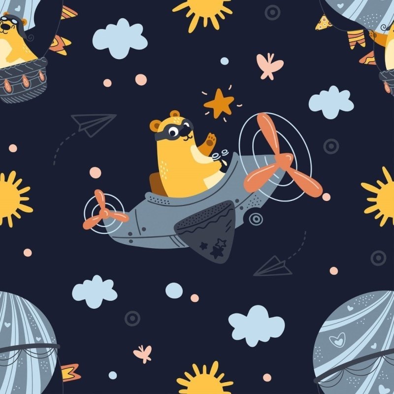 Papel de Parede Adesivo Infantil Ursinhos Viajantes N018080 - Papel na Parede